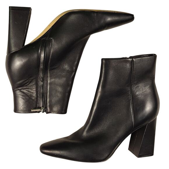 Marc Fisher LTD Yanara Pointed Toe Bootie high-heel black leather boot size 7.5 - Picture 2 of 9